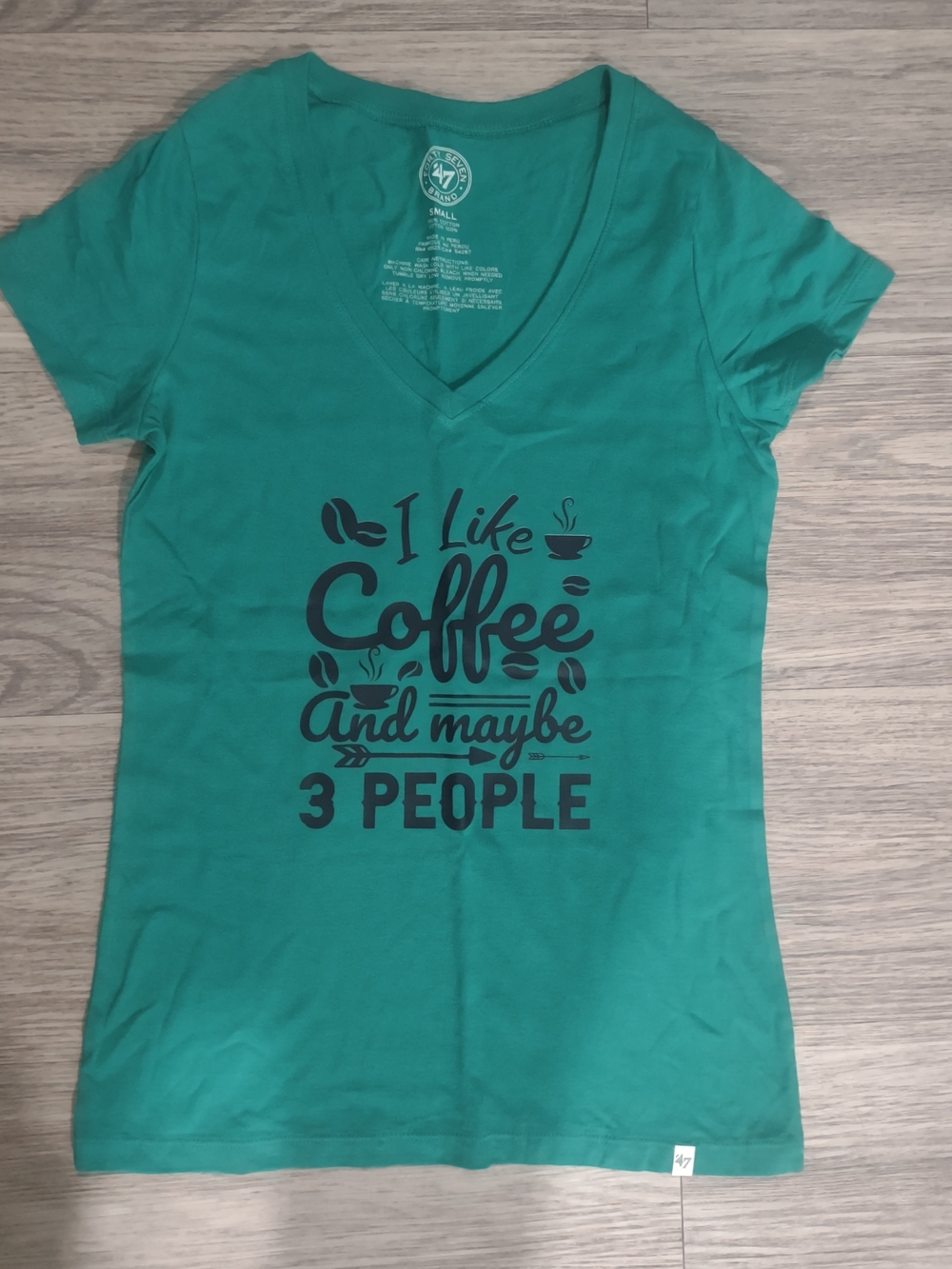'I Like Coffee And Maybe 3 People' V-Neck Tee - Teal